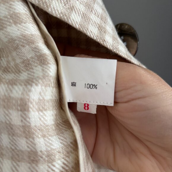 Vintage Givenchy Beige & Sand Gingham Cropped Jacket - Picture 6 of 13